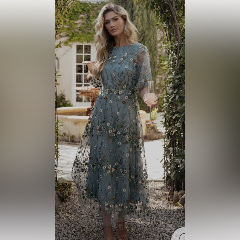 Baltic Born Arabella Embroidered Tulle Maxi Dress